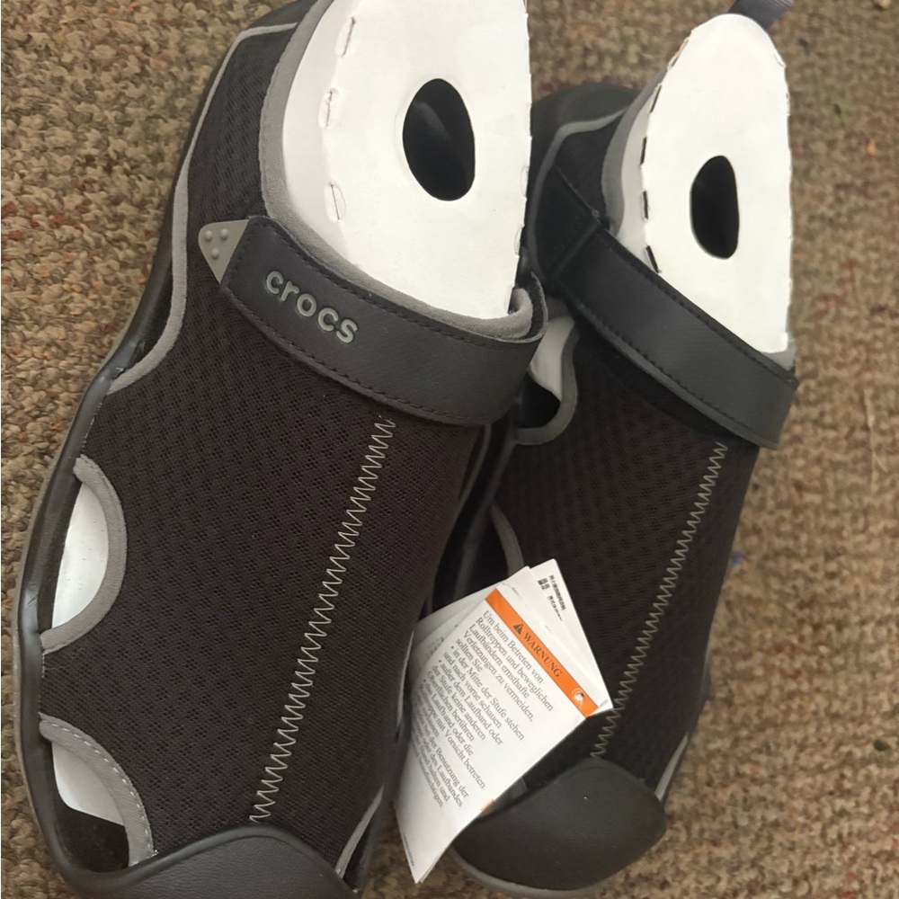 Crocs Black and Gray Slip-On Shoes